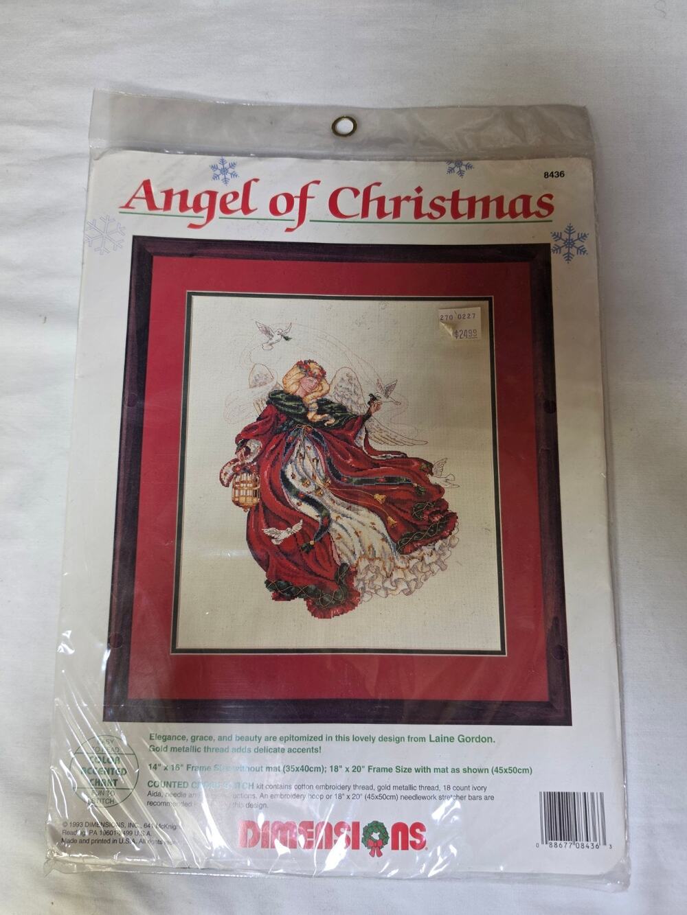 Vintage 1993 Dimensions Angel of Christmas 8436 Cross Stitch Kit NEW SEALED